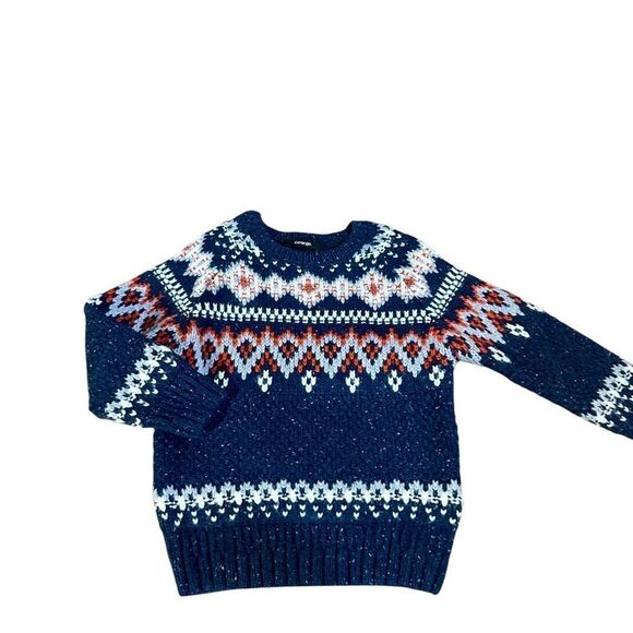 George Other - Boys Navy Fair Isle Sweater NORDIC-INSPIRED FAIR ISLE KNIT Navy White Red 2-3T